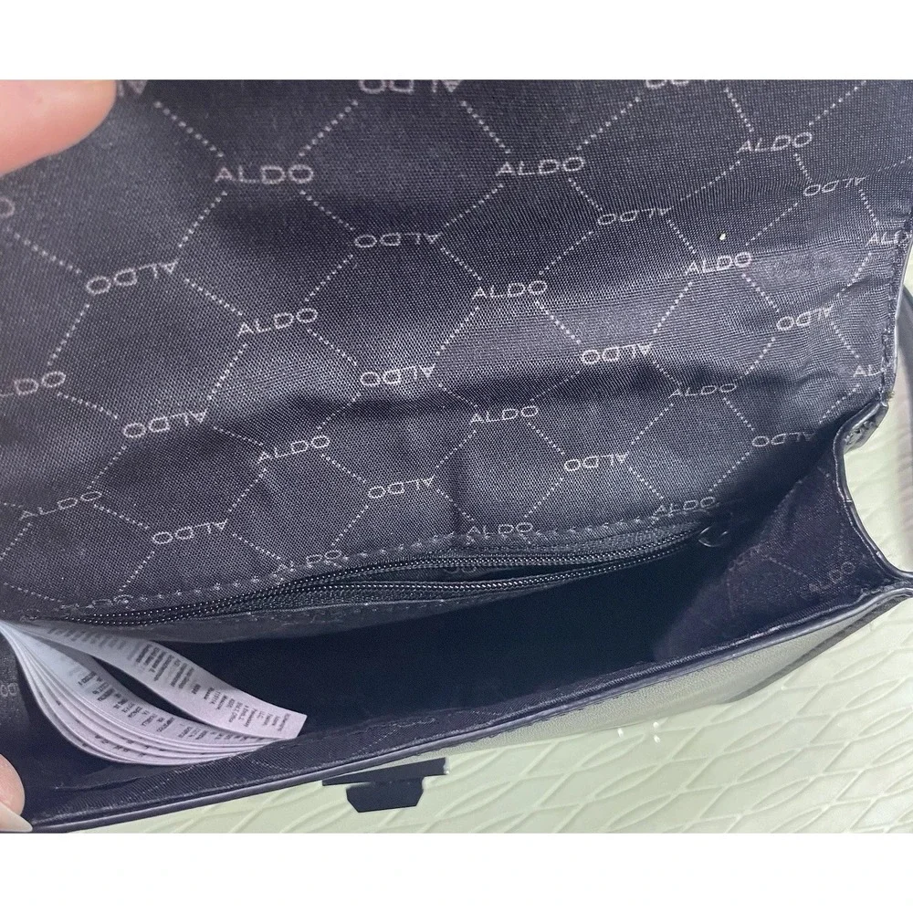 Aldo Crossbody‎ Women's Purse Black& White Animal Print Chain-strap 8x6x2